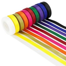 Rainbow Ribbon Set Solid Color Assortment 10 Colors Double Faced Satin Ribbon...