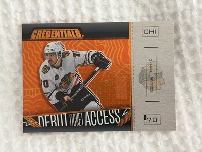 2022-23 Upper Deck Credentials Debut Ticket Access Cole Guttman /99 Blackhawks