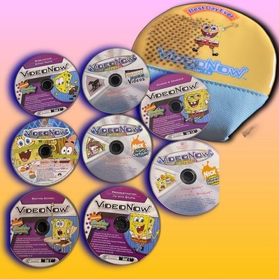 VideoNow Color Sponge Bob Video Carrying Case 8 Discs S.B x 6 Fairly Odd & AFV