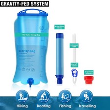 Water Filter Straw w/ 3L Gravity Bag Camping Water Filtration System Tree Strap