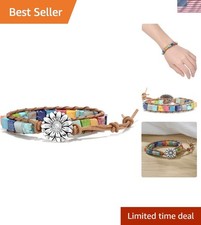 7 Chakra Healing Bracelets for Women - Handmade Leather Wrap Boho Chic