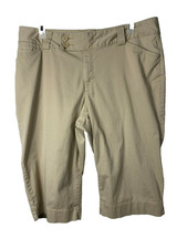Lane Bryant Pants Size 18 Crop Tan Solid Capri Flat Front