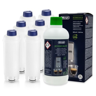 6x Wasserfilter für Delonghi DLSC002 SER3017 und EcoDecalk Entkalker DLSC500