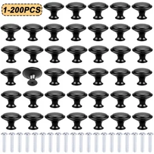 Matte Black Round Cabinet Knobs Stainless Steel Kitchen Bathroom Cabinet Pulls