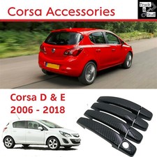 Carbon Fibre Door Handle Cover For Vauxhall Corsa Trim Fits 2006 to 18 Models