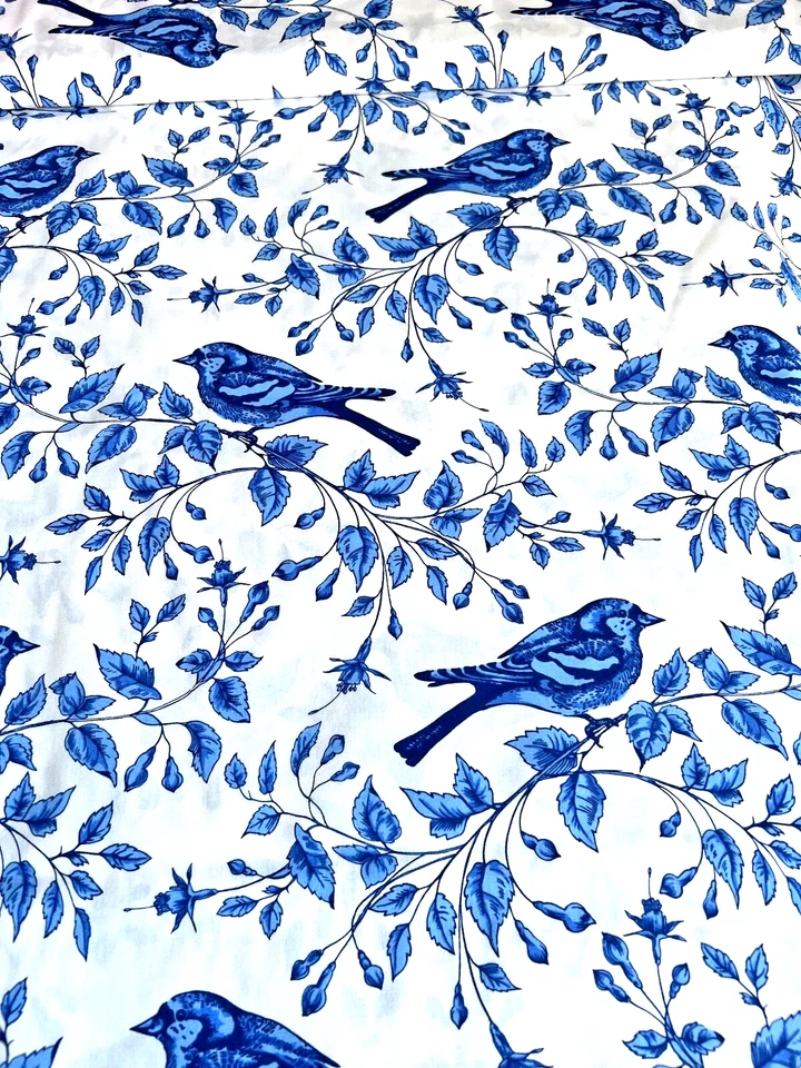 New! Blue and white 100% Cotton Quilting Fabric 5 METRE PIECE. Melb ship - image 3 of 4