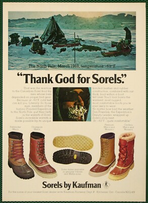 Sorels Canadian Warm Boots Pathfinder Champion Caribou Vintage Print Ad 1979