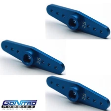 Go Nitro Hobbies 25T Aluminum 2 Way Servo Arm 3 Blue Futaba / Savox