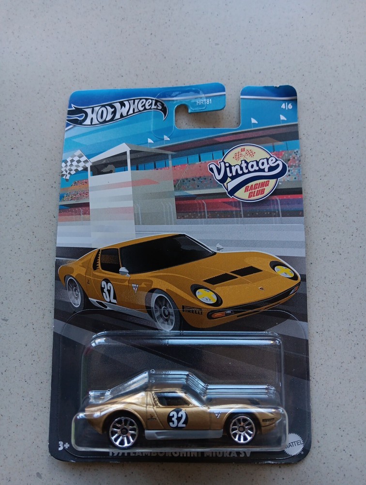 Hot Wheels 2024 Vintage Racing Club 1971 Lamborghini Miura SV Gold Car Toy NEW