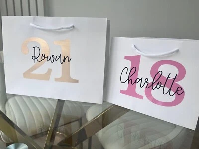 Personalised Birthday Luxury Gift Bag - Any Name - Any Age Various Colours