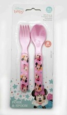 Disney Baby Minnie Mickey Mouse Blue Fork Spoon Set BPA Free Pink