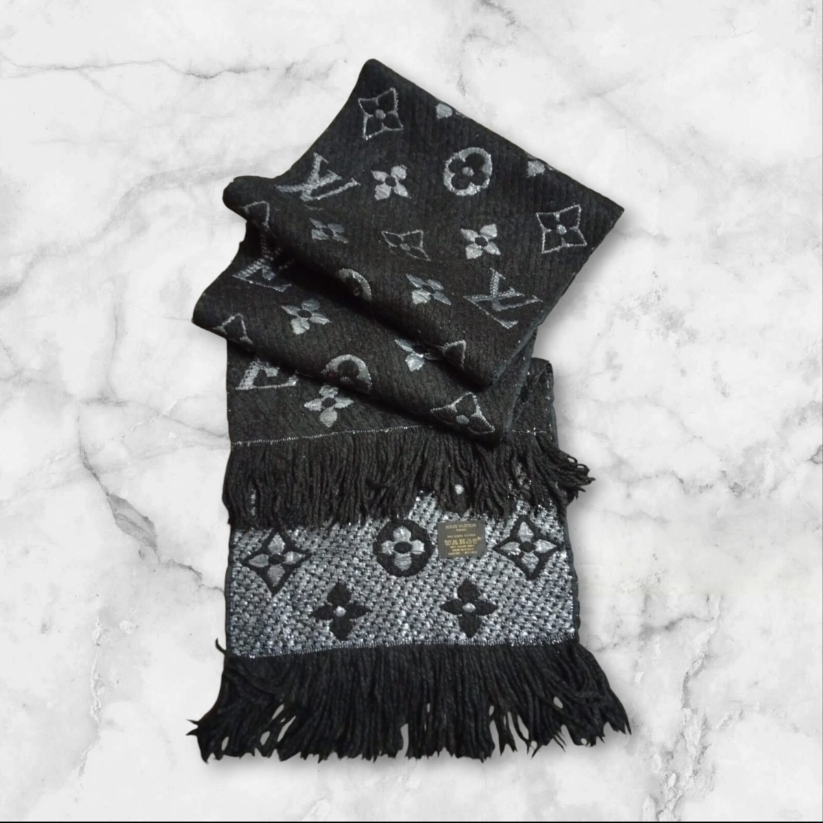 Accessories Scarves Black And Silver Louis Vuitton Scarf Louis