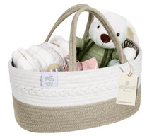 KiddyCare Baby Diaper Caddy Organizer, Cotton Nursery Baby Gift Basket with Hand