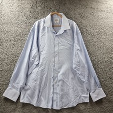 TM Lewin Mens Dress Shirt Size 328 Slim Fit Blue Long Sleeve Collared Button-Up