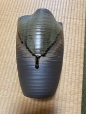 Japanese Echizen-ware FLOWER VASE Ikebana with Wooden Box Pottery Porcelain F/S