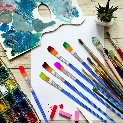 50 Pcs Flat Paint Brushes for Touch Up, Small Paint Brushes for Classroom Crafts - Picture 2 of 6