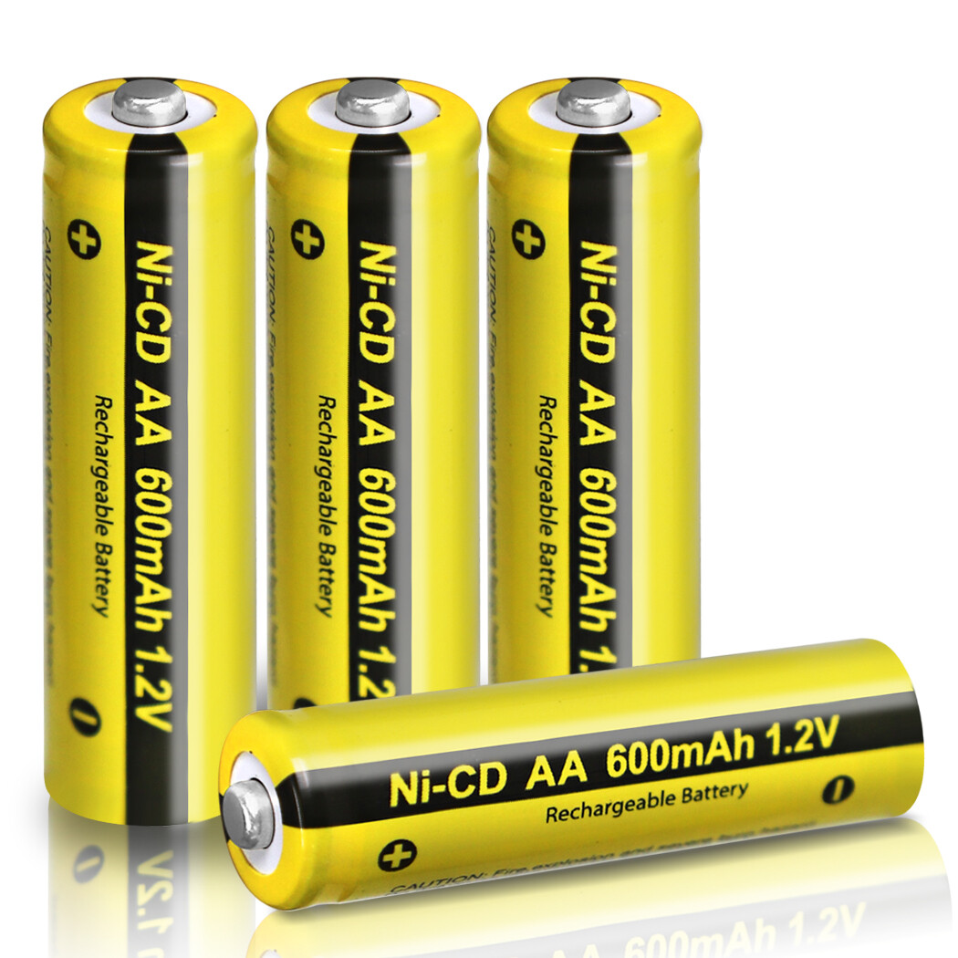 4pcs AA Batteries 1.2V 600mAh Rechargeable NiCd Double A for Garden Solar Lights-image