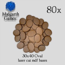 80x 30x40mm Oval MDF Miniature Bases 3mm Laser Cut Wargaming RPG Made in USA