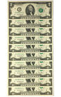 10 Consecutive Serial # Us $2 Dollar Bills Uncirculated in 10-Pocket Portfolio