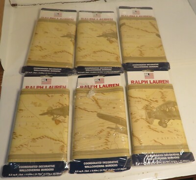 5+ Packs Ralph Lauren Smuggler's Cove Wallpaper Border Airplanes Maps 8.5 Sq Ft
