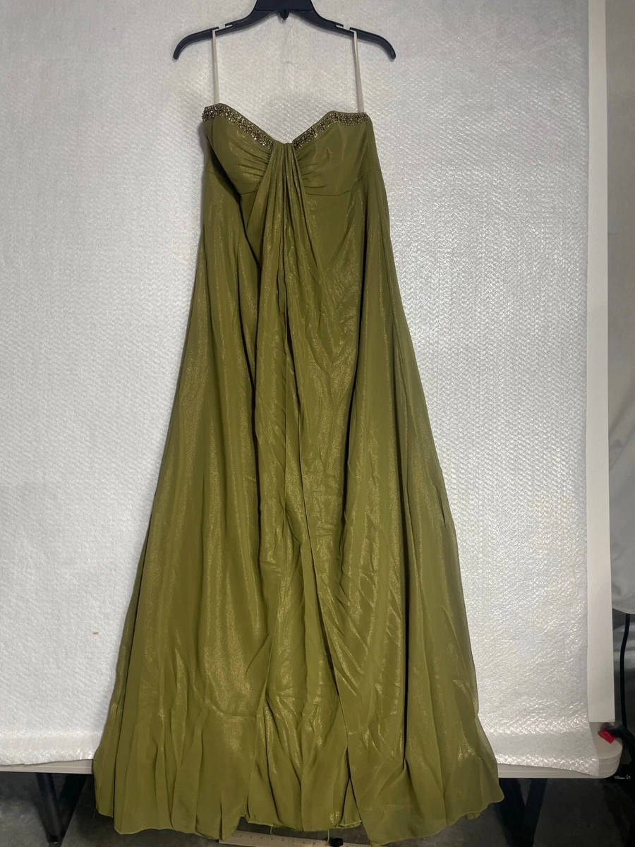Davids Bridal olive green evening gown eBay