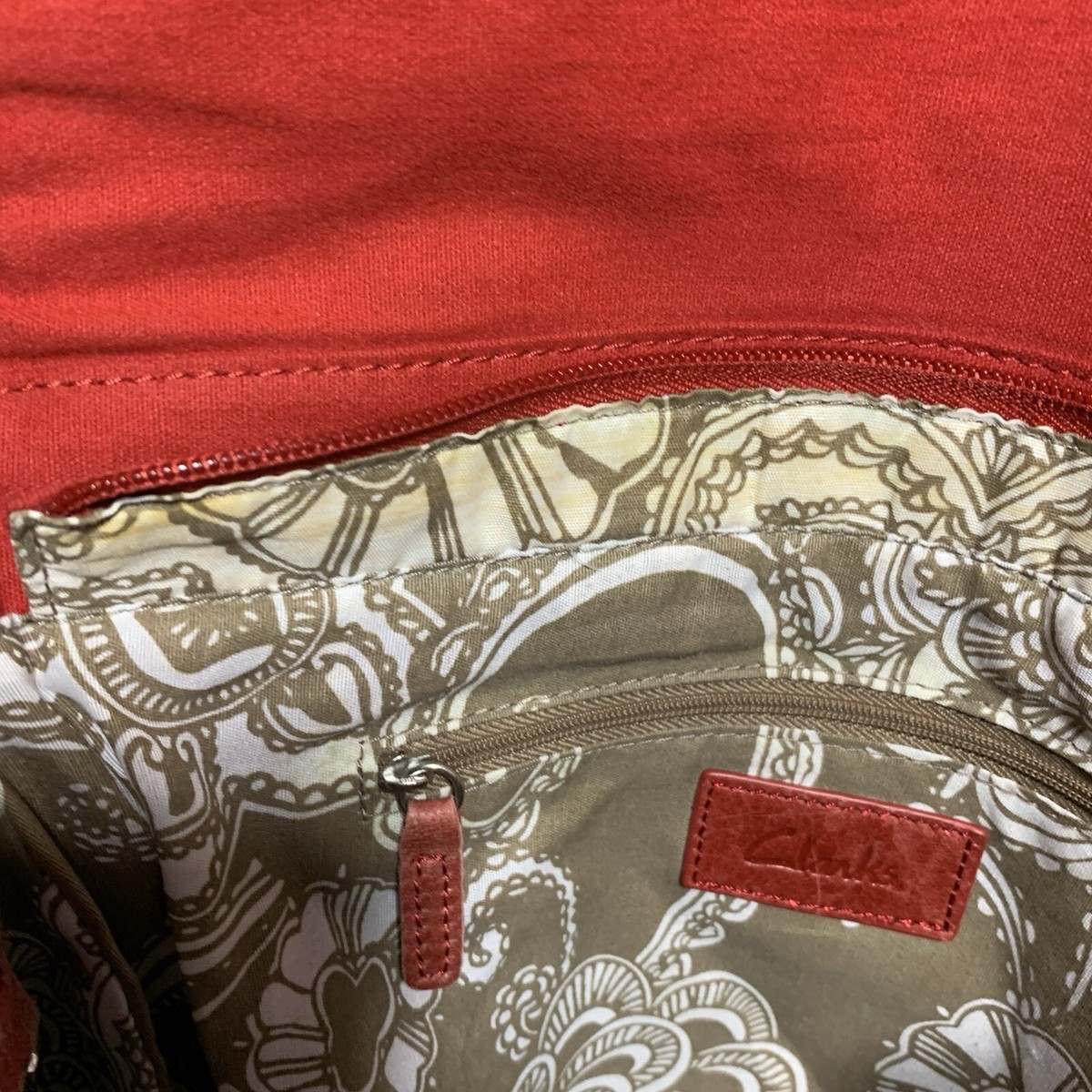 Clarks Red Leather Convertible Handbag/Backpack Womens Convertible Leather Backpack Shoulder Bag - Clarissa  main image 2
