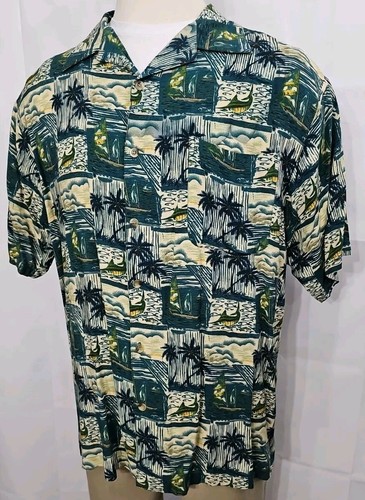 ISLAND BLUE HAWAIIAN SHIRT TROPICAL MARLIN FISH MEN'S SIZE XL 100% RAYON ☆EUC☆ - Picture 3 of 7
