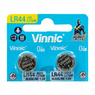 2 X Vinnic L1154f Lr44 Batteries Alkaline 1 5v Ag13 G13 Ebay