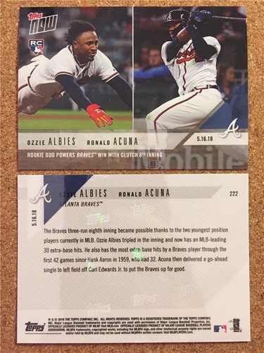2018 Topps Now 222 Ozzie Albies / Ronald Acuña Jr.