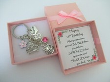13th BIRTHDAY Gifts Charm Keyring for Daughter Sister Niece Friend Cosin