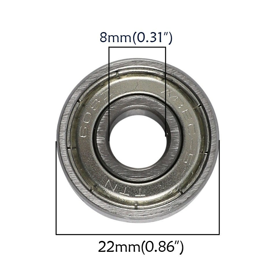 608Z Ball Bearing 8x22x7 Shielded Metal Chrome Skateboard Bearings