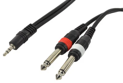 COBRA 2 x 1/4" Jack (Mono) to 1 x 3.5mm Stereo Jack Cable -1.5/3m Lead Lengths