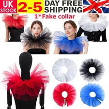 Carnival Costumes Renaissance Elizabethan Tulle Ruffled Neck-Collar Mesh Clown