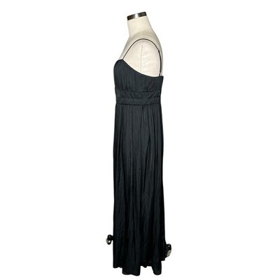 J.CREW COLLECTION Black Satin Pleated A-Line Maxi Dress Women's Size 10 NWT