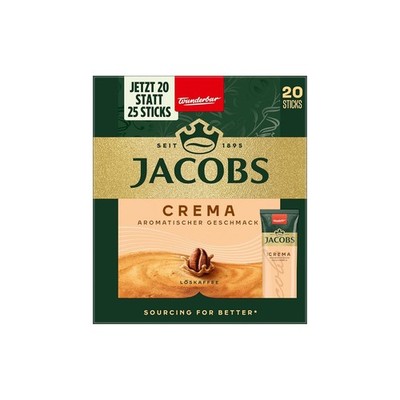 2 Packs Jacobs Cafe Crema Sticks Soluble Ground Cafe/ Instant Coffee 40 Servings