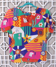Vintage Anna Kriste Top Womens L Colorful USA Made Multicolor Abstract Shirt