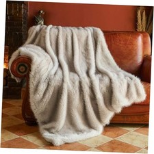 Luxury Faux Fur Blanket,Plush Thick Fluffy Blankets for Couch, 60"x80" White