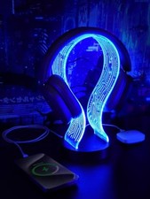 Light Up Headphone Stand with 16 Color Lights, PCB Pattern Acrylic Black