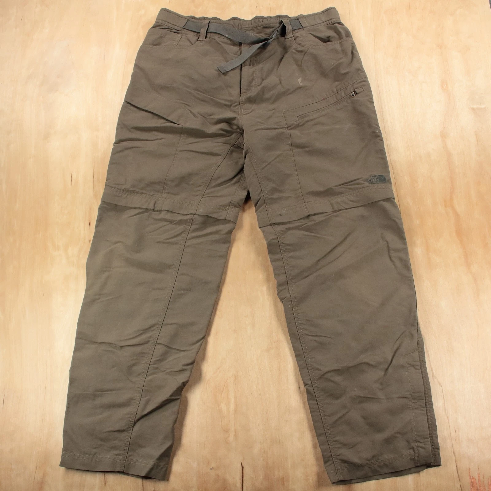 THE NORTH FACE belted nylon convertible cargo hiking camp pants shorts LARGE tag