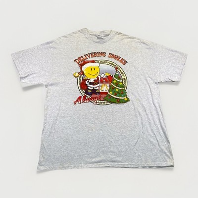 Vintage Walmart Shirt Mens 2XL Gray Cotton Christmas 90s Hanes Smily Face