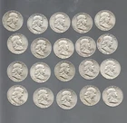 Lot of 20 Franklin Half Dollars all 1953-1963, great shape.