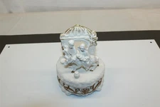 Vintage Porcelain Nativity Scene Musical Figurine Silent Night 6" Tall Matte 