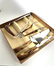 Juego de cuchillos de servidor de sierra de carne de cocina con mango de baquelita Sheffield England de colección