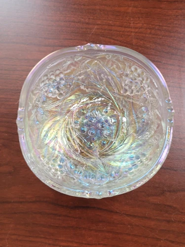Nice US Glass Frosty White Carnival Glass Palm Beach Pattern Sauce Bowl