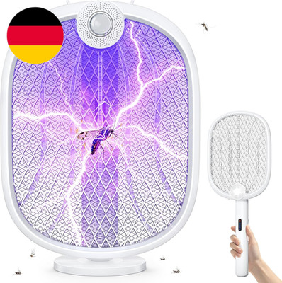 Elektrische Fliegenklatsche Extra Stark 4000V, 180° Klappbarer Fliegenfänger Ele