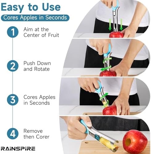 Rainspire Apple Corer Tool Stainless Steel Nonslip Handle Dishwasher Safe