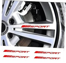 4Pc Wheels Rims Sport Racing Decal Stripes Stickers Emblem Bumper Race Car Red