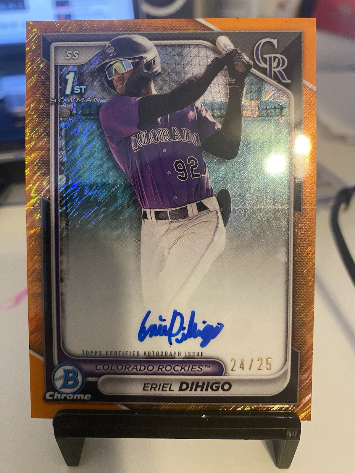 2024 Bowman Chrome 1st Eriel Dihigo ORANGE SHIMMER REFRACTOR AUTO #’d /25