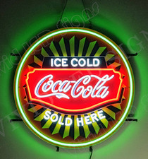 Ice Cold Coca Cola Sold Here 24"x24" Vivid LED Neon Sign Light Lamp Dimmer
