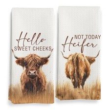 Western Highland Cow Bathroom Decor Towels, Farmhouse Hello Sweet Cheeks Hand...